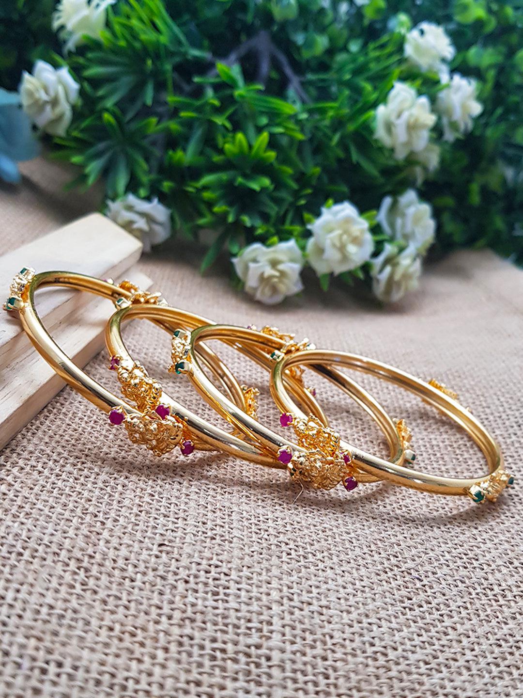 1 gm Microgold plating Laxmi mutlicolor set of 4 bangles 7800N-Designer Bangles-Griiham-2.4-Griiham
