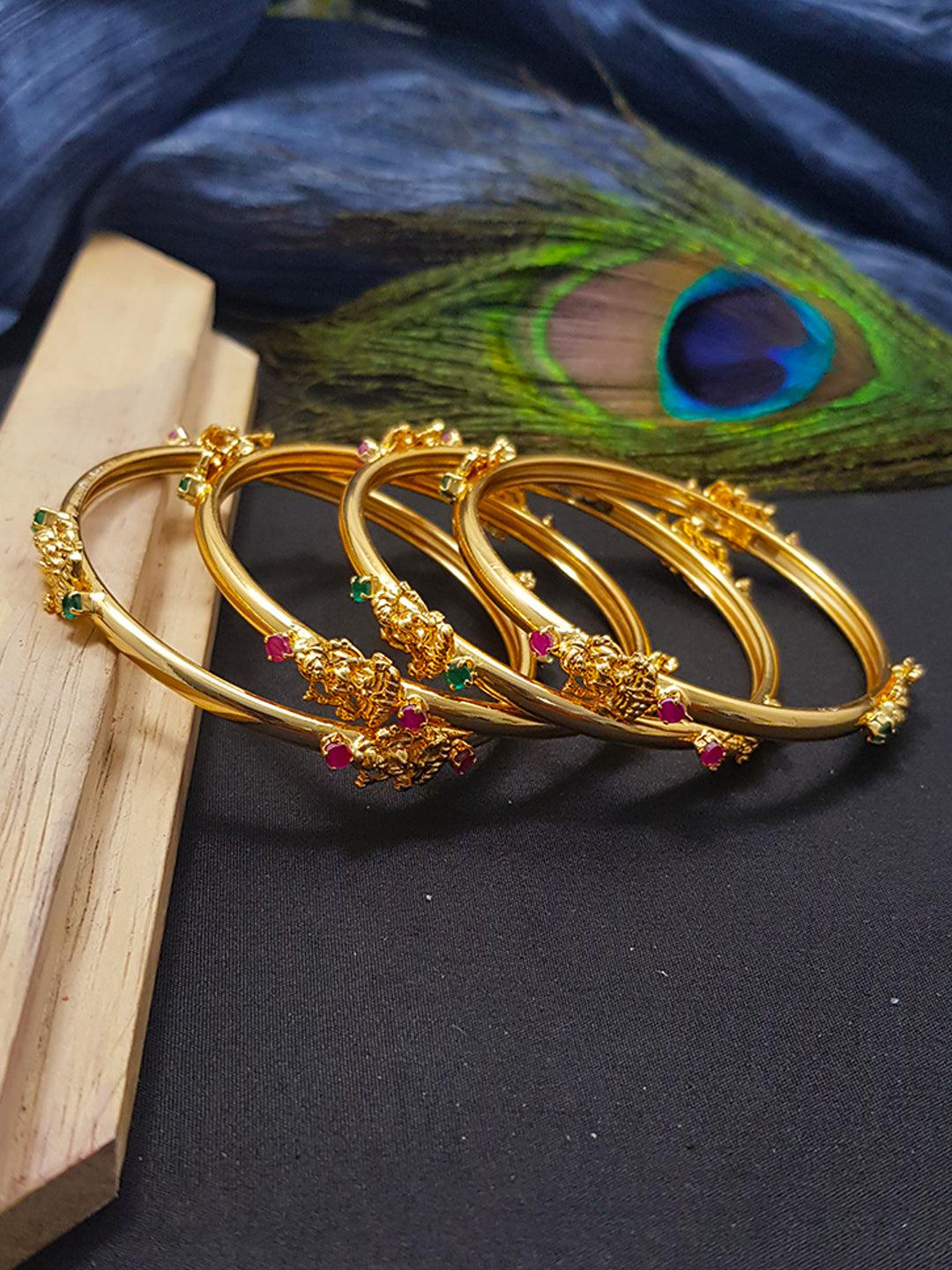 1 gm Microgold plating Laxmi mutlicolor set of 4 bangles 7800N-Designer Bangles-Griiham-2.4-Griiham