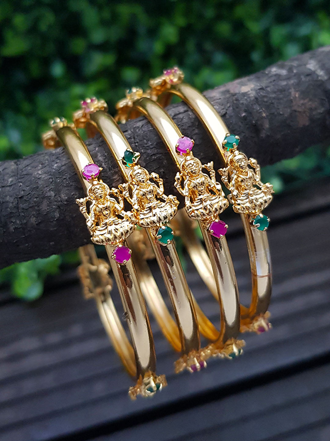 1 gm Microgold plating Laxmi mutlicolor set of 4 bangles 7800N-Designer Bangles-Griiham-2.4-Griiham