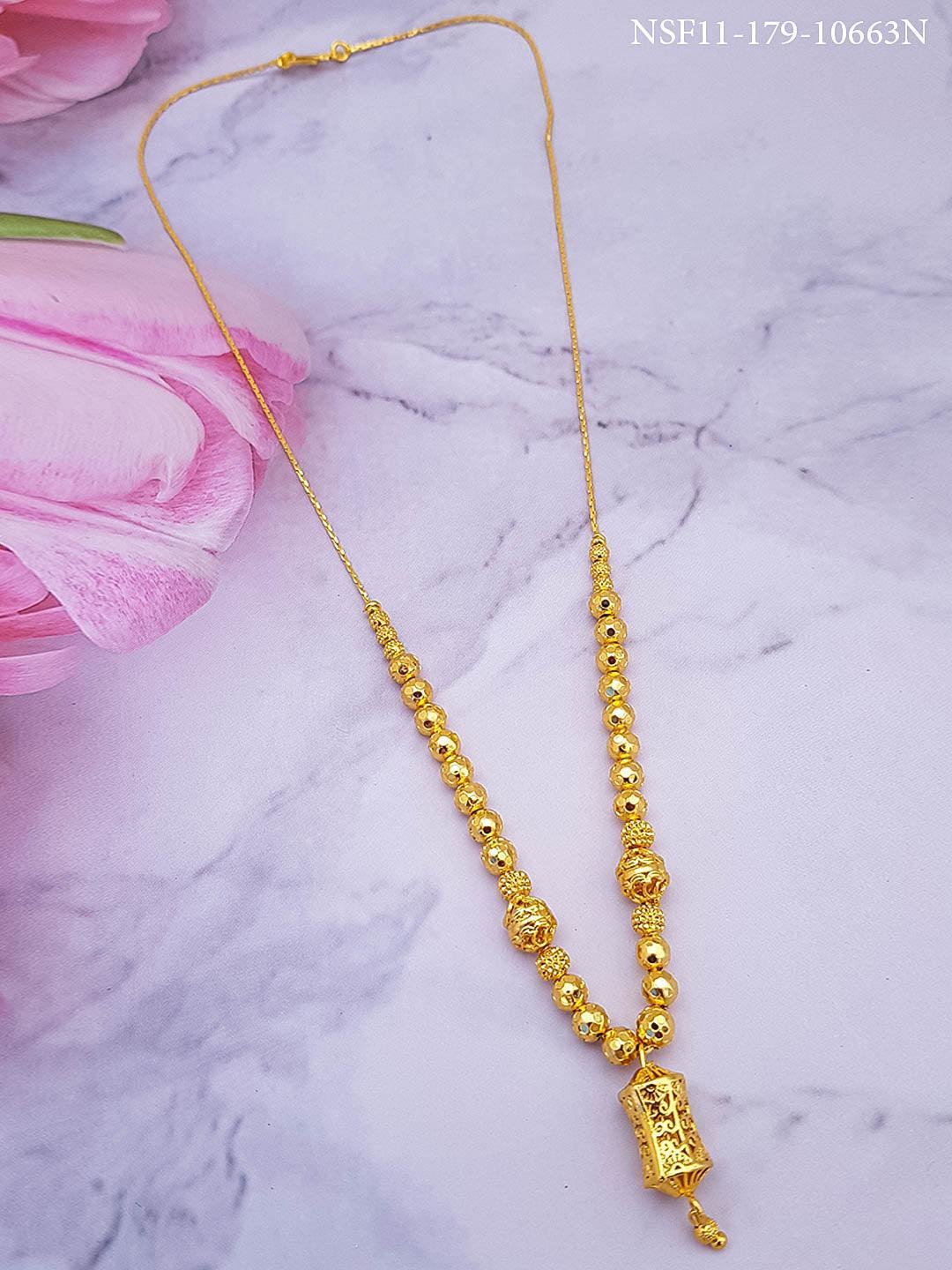 1 gm Microgold plating golden bead Rajkot chain 18 inches 10663N - Griiham