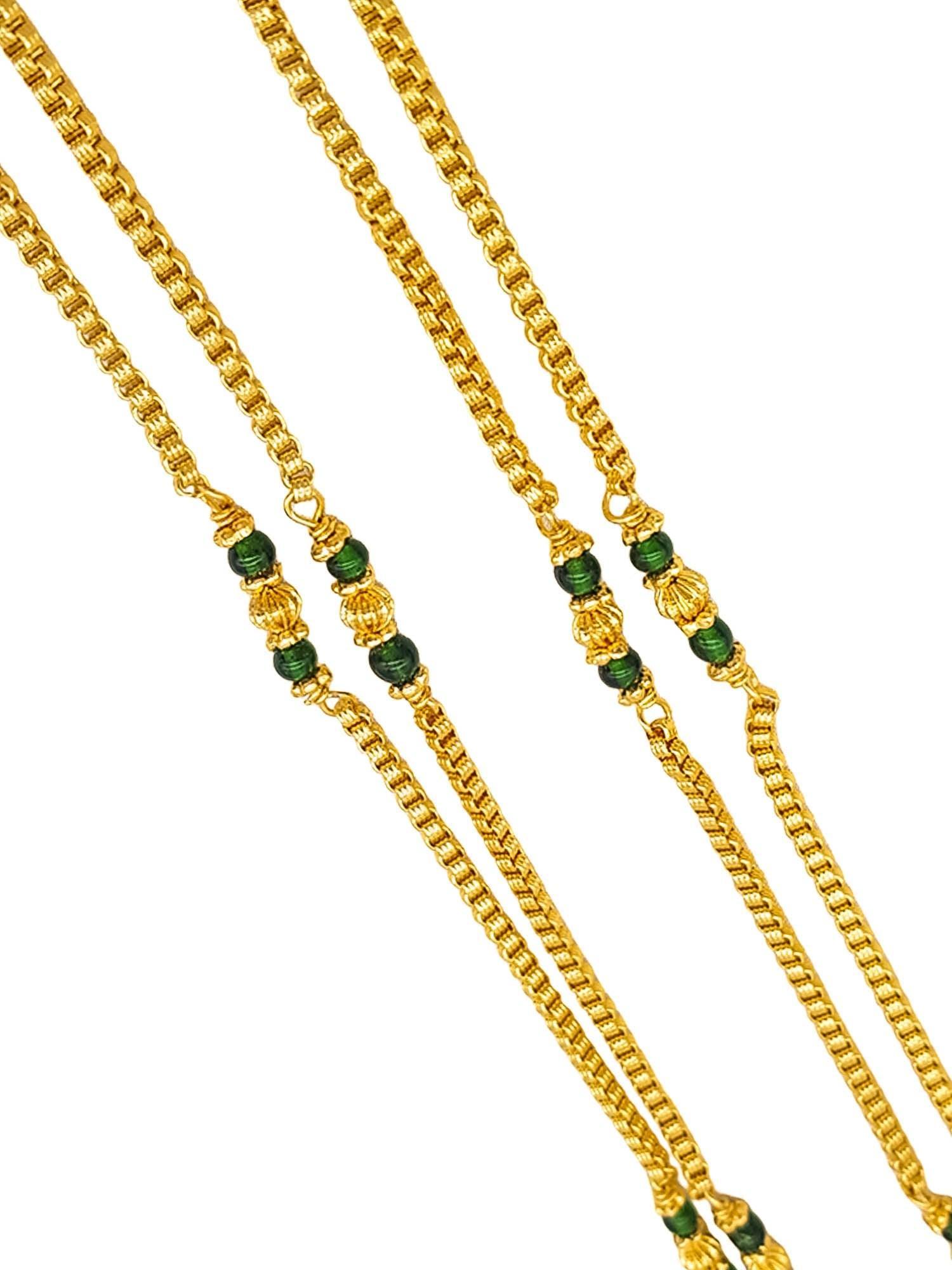 1 gm Microgold plating green bead Mangalya chain 30 inches - Griiham