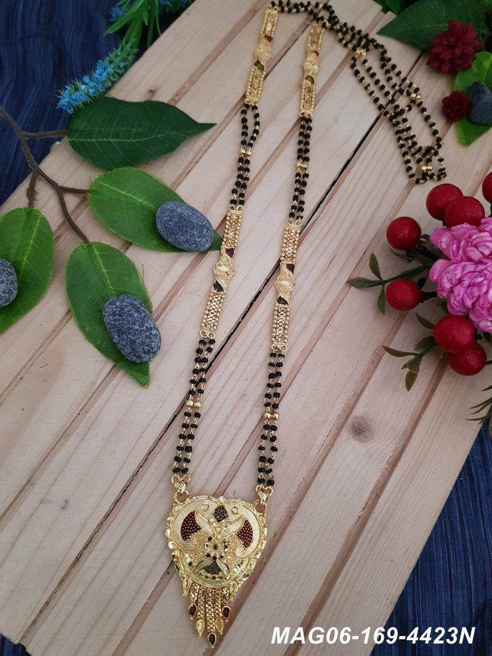 1 gram gold microgold plating Black bead gold polish managalsutram Mangalya 30 inches MAG06-169-4423N