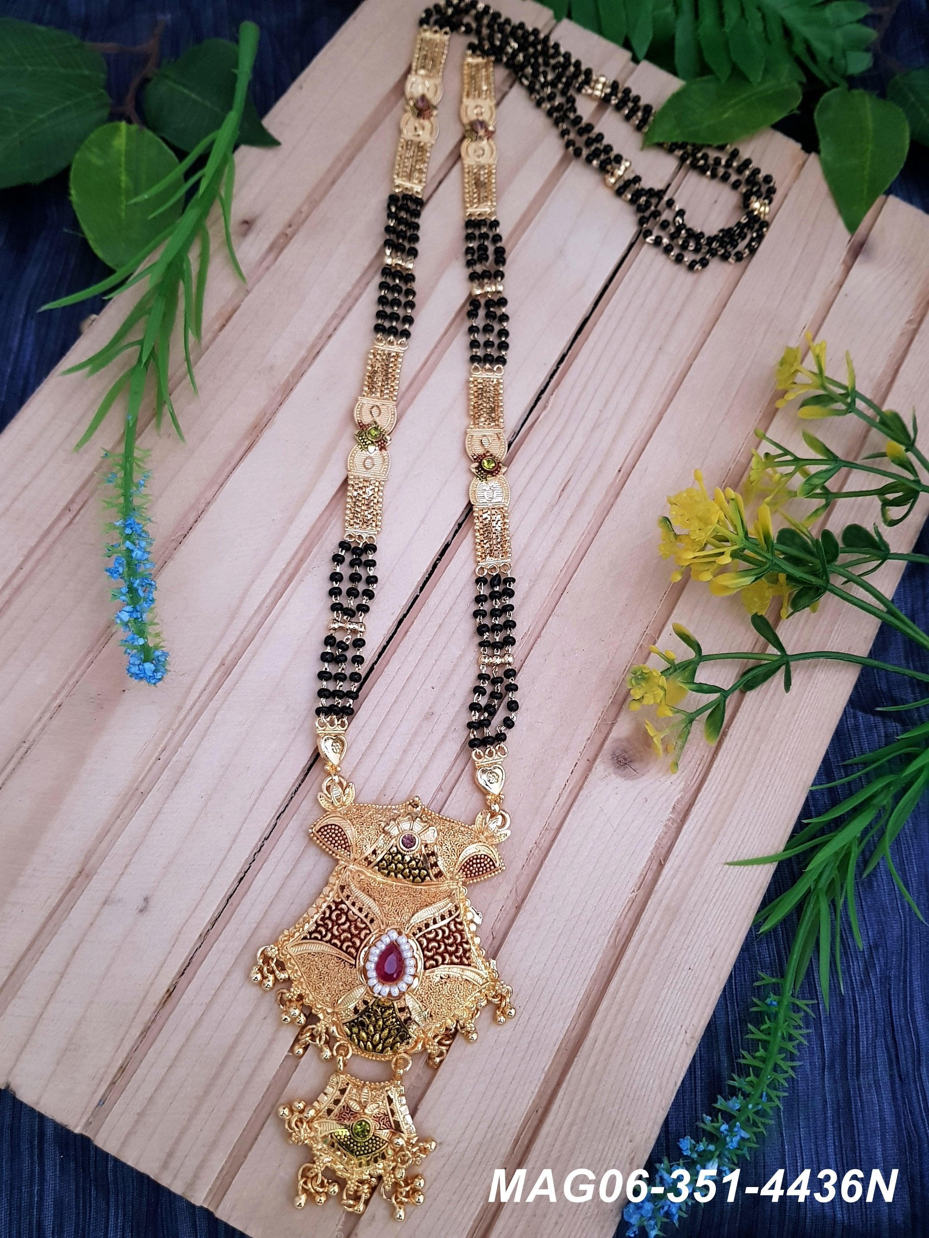 1 gram gold microgold plating Black bead gold polish managalsutram Mangalya 30 inches MAG06-351-4436N