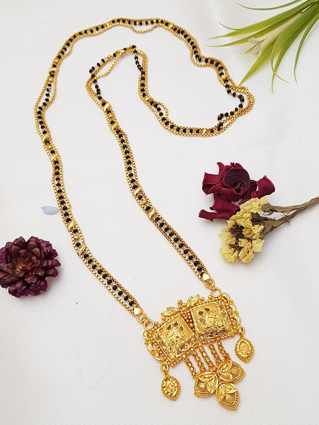 1 gram gold microgold plating Black bead gold polish managalsutram Mangalya 30 inches MUN01-367-987N