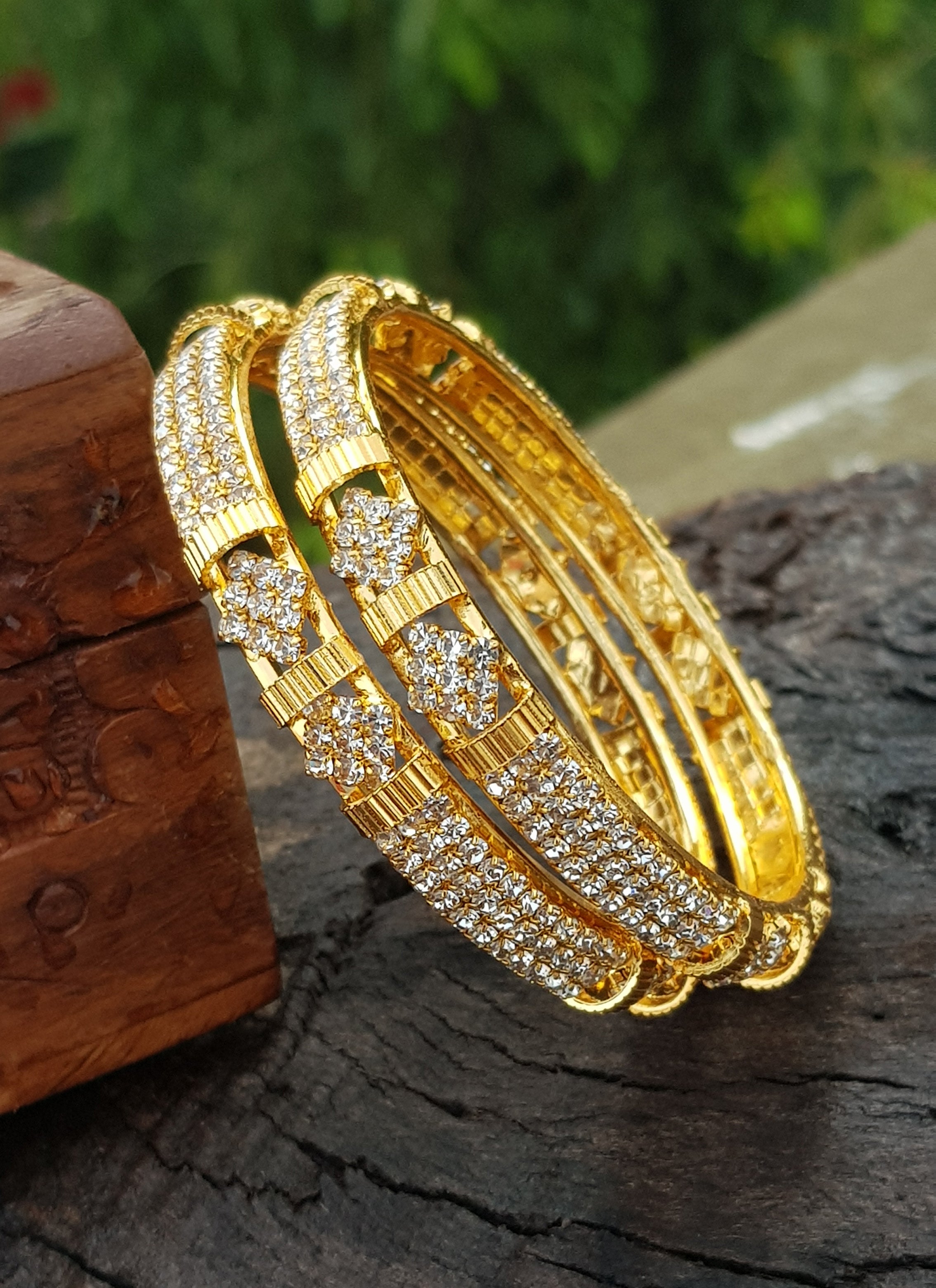 1 gram gold plated Bangle set of 2 18884A