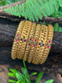 Multicolor Gold plated antique bangles set of 6 bangles  0825