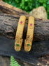 Multicolor Gold plated antique bangles set of 2 bangles
