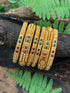 Multicolor Gold plated antique bangles set of 6 bangles  0825