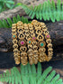 Multicolor Gold plated antique bangles set of 6 bangles  0825