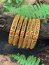 Multicolor Gold plated antique bangles set of 6 bangles  0825