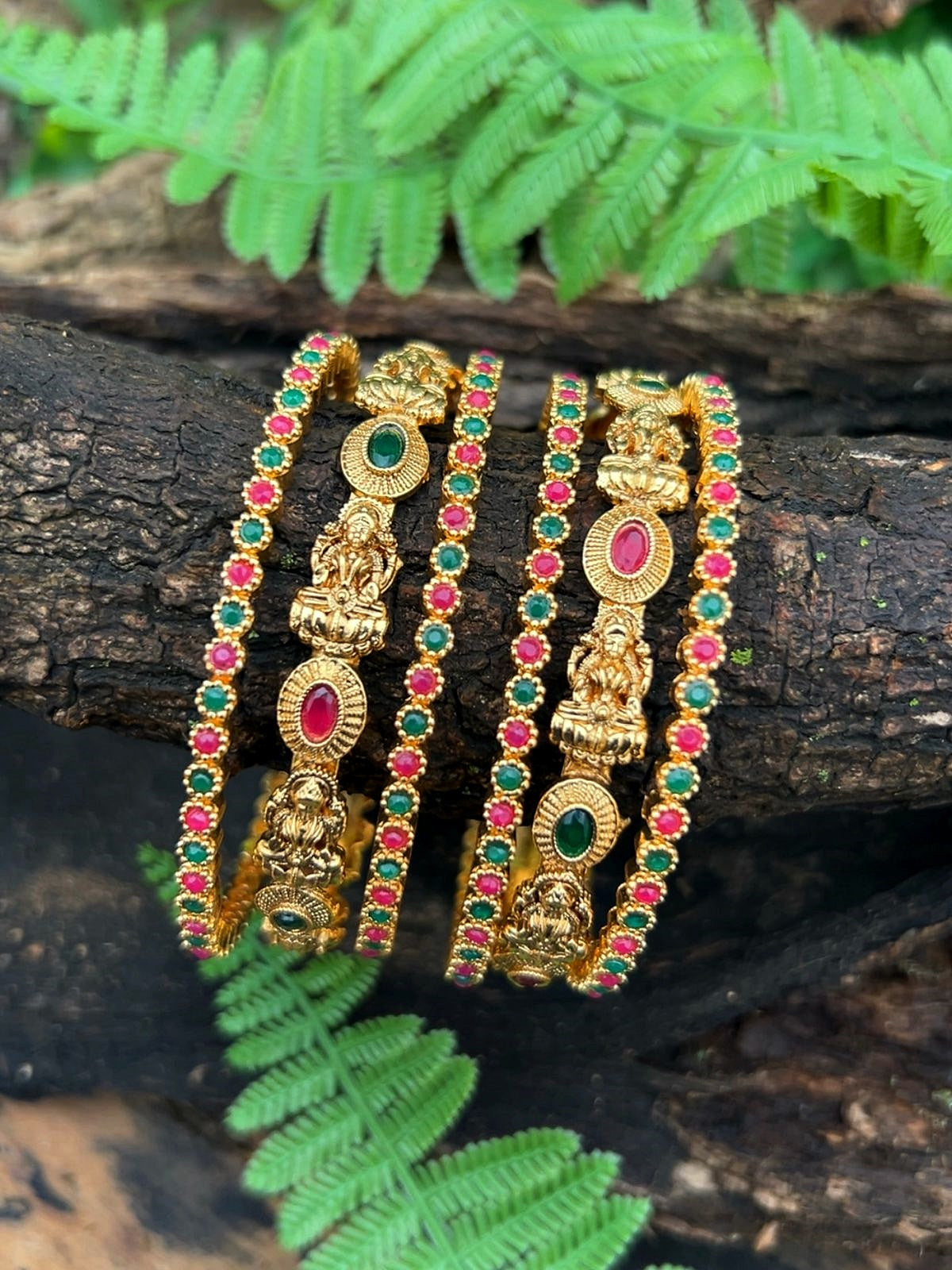 Multicolor CZ/AD stones set of 6 bangles  0825