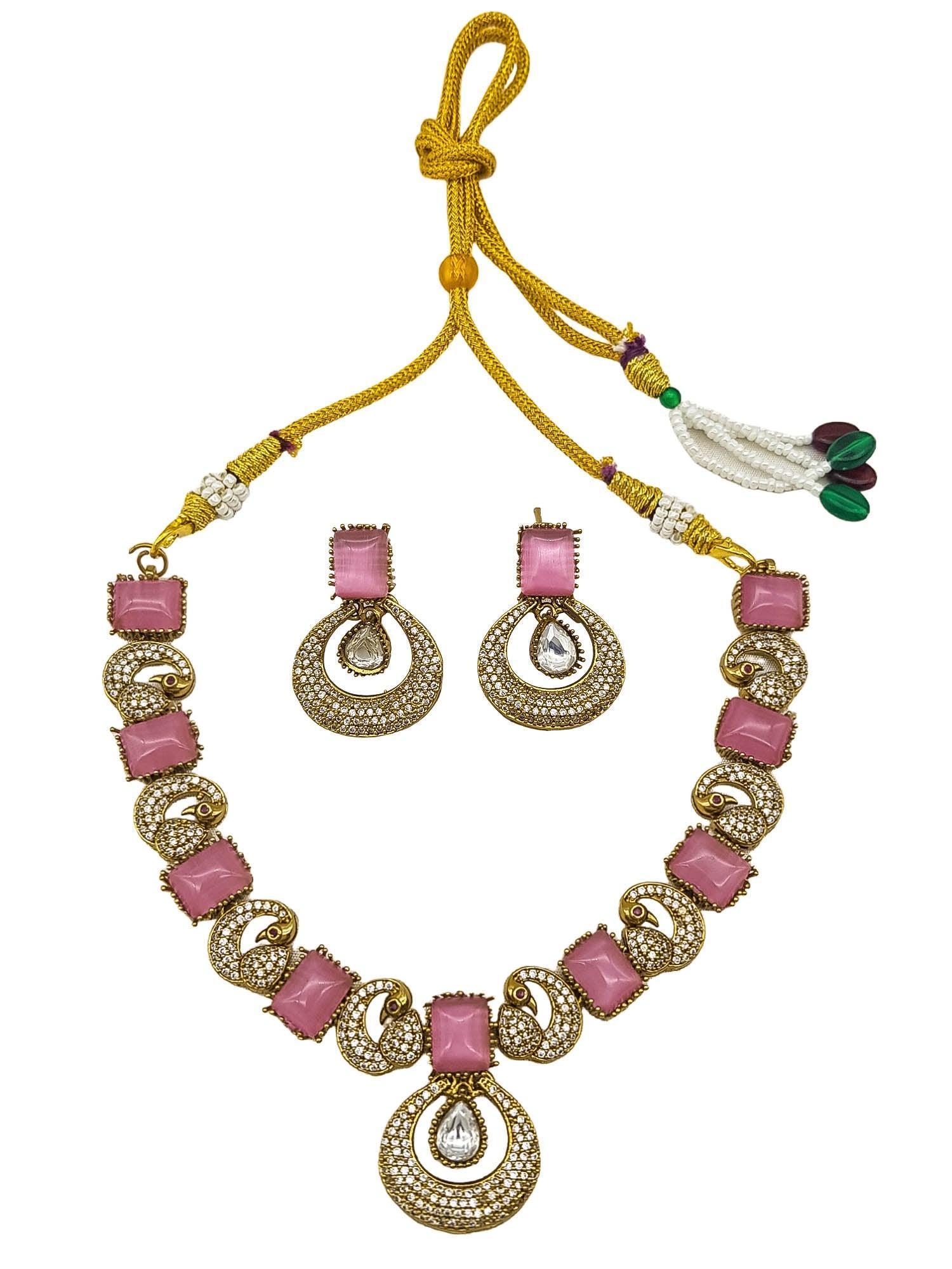 Premium Cz designer Necklace with Real Ad Stones