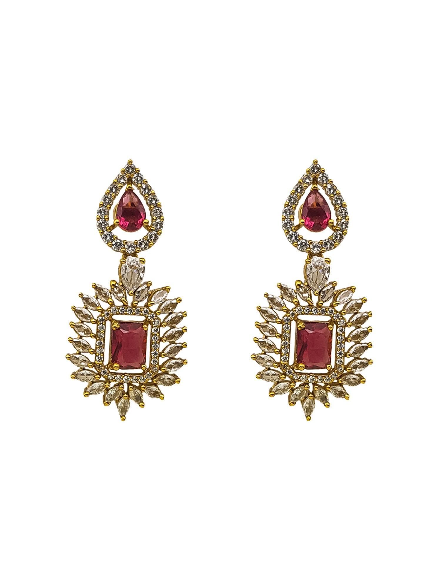 Gold Plated Premium Layered Bridal CZ Necklace Set