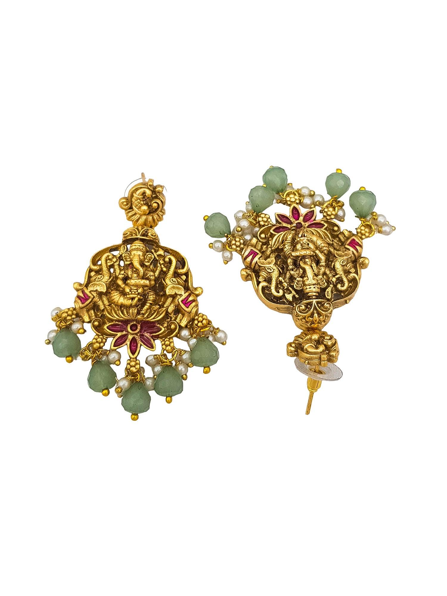 Premium Gold Plated Navaratna Stone Necklace set