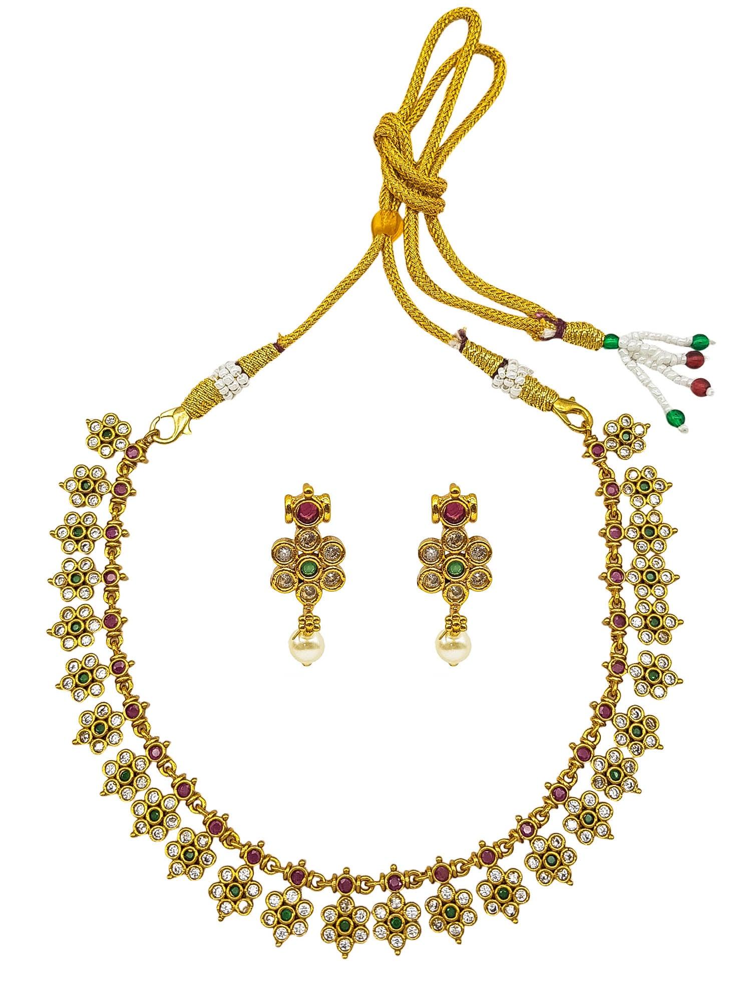 Premium Quality Short necklace set with cz stones Stones