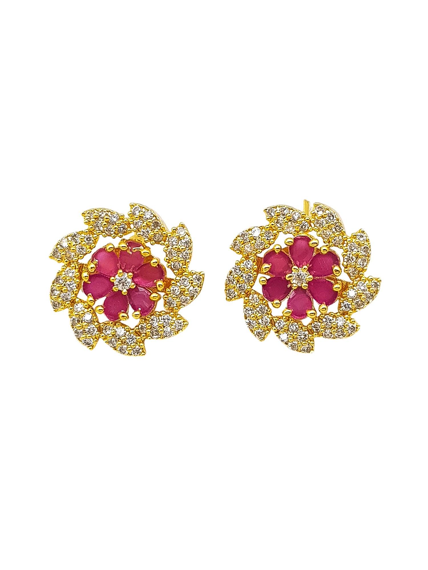 Gold Plated Stones Jhumki earrings with interchangeable stones