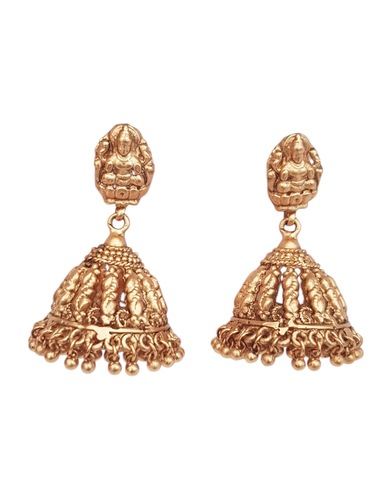 Earrings Designs Fancy Jimikki Models Gold Plated Temple Design