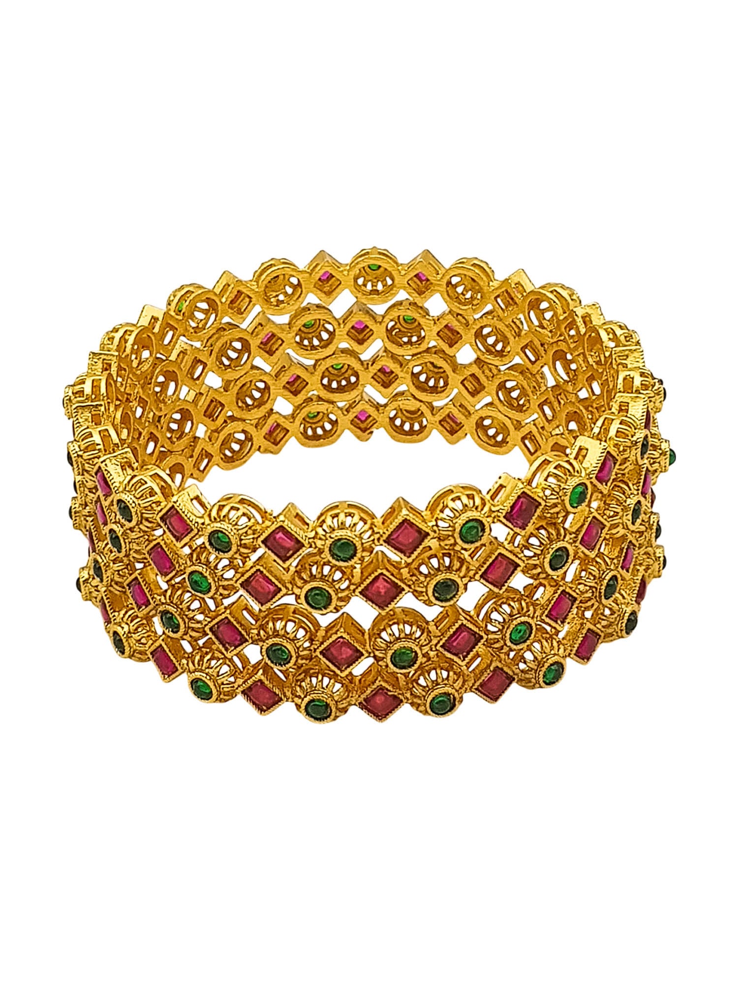 Gold Plated set of 4 multicolor bangles