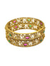 Gold Plated Multi colour cz stone Set of 2 bangles