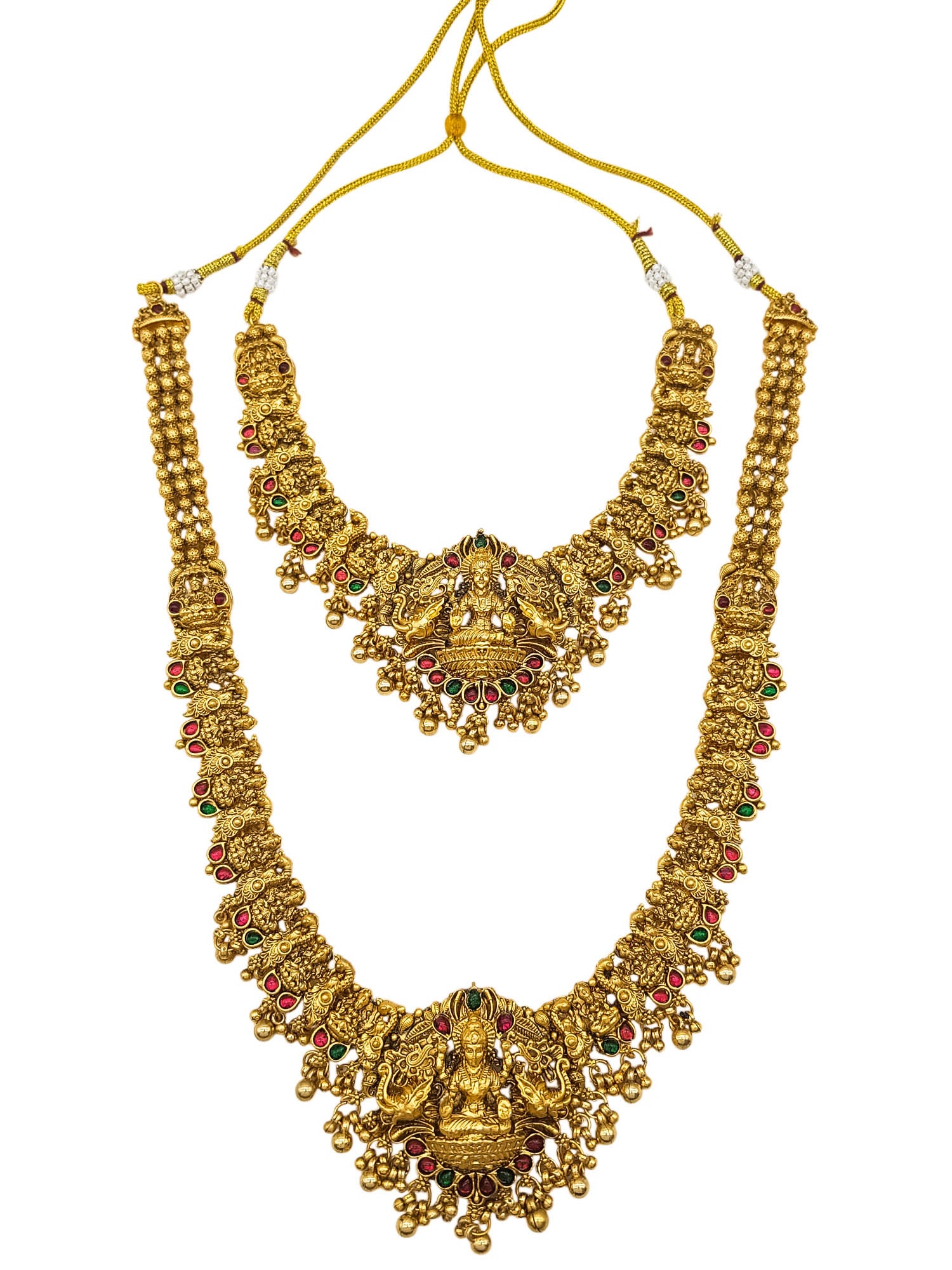 Gold Plated Classic Temple Long Necklace Set combo