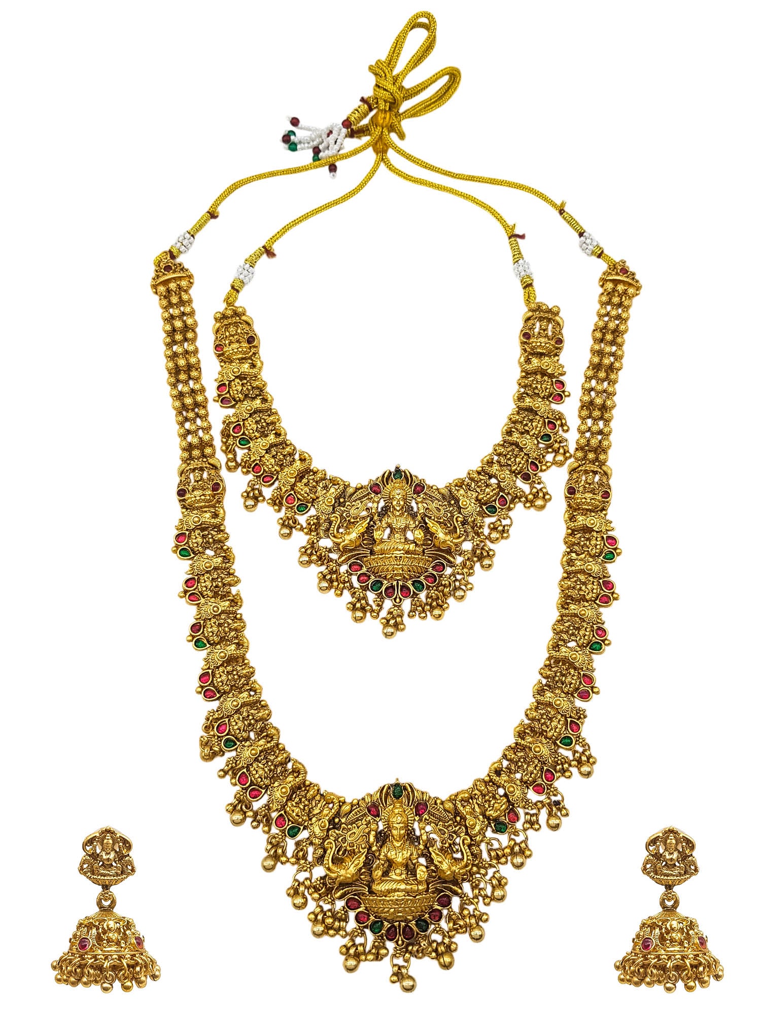 Gold Plated Classic Temple Long Necklace Set combo