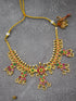 Premium Gold plated SHort Necklace set with Kemp stones