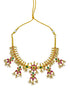 Premium Gold plated SHort Necklace set with Kemp stones