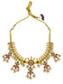 Premium Gold plated SHort Necklace set with Kemp stones