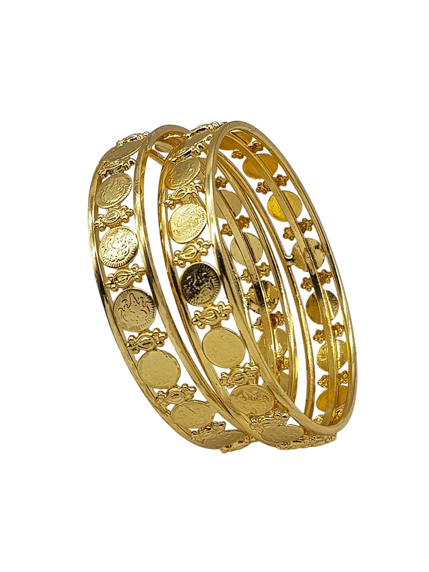 Gold Plated Plain Coin Lakshmi Set of 2 bangles