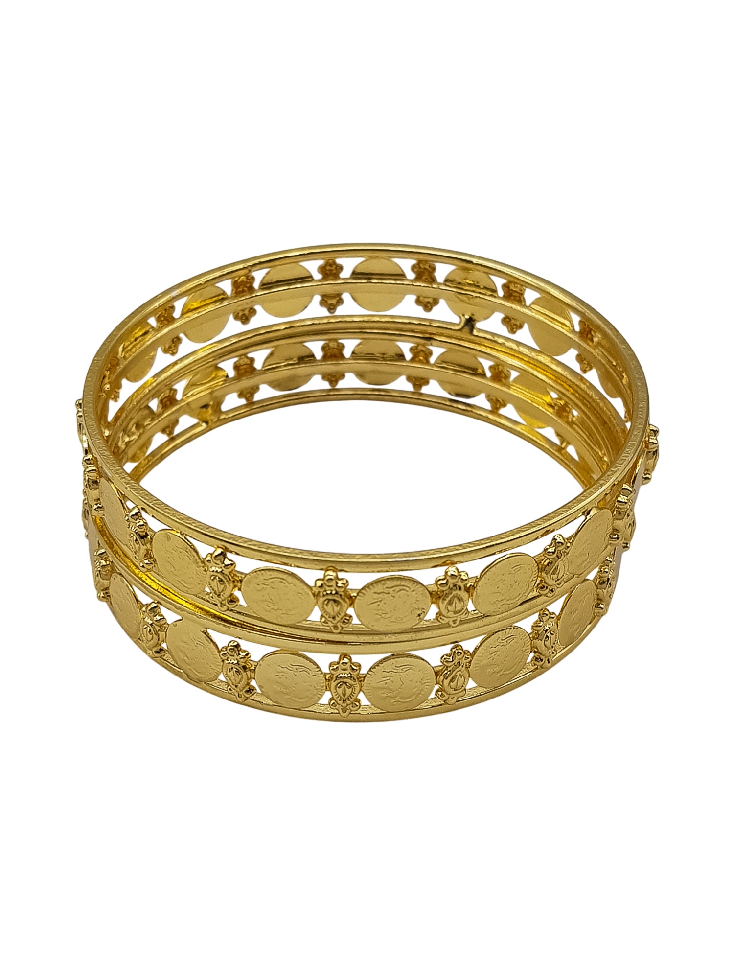 Gold Plated Plain Coin Lakshmi Set of 2 bangles