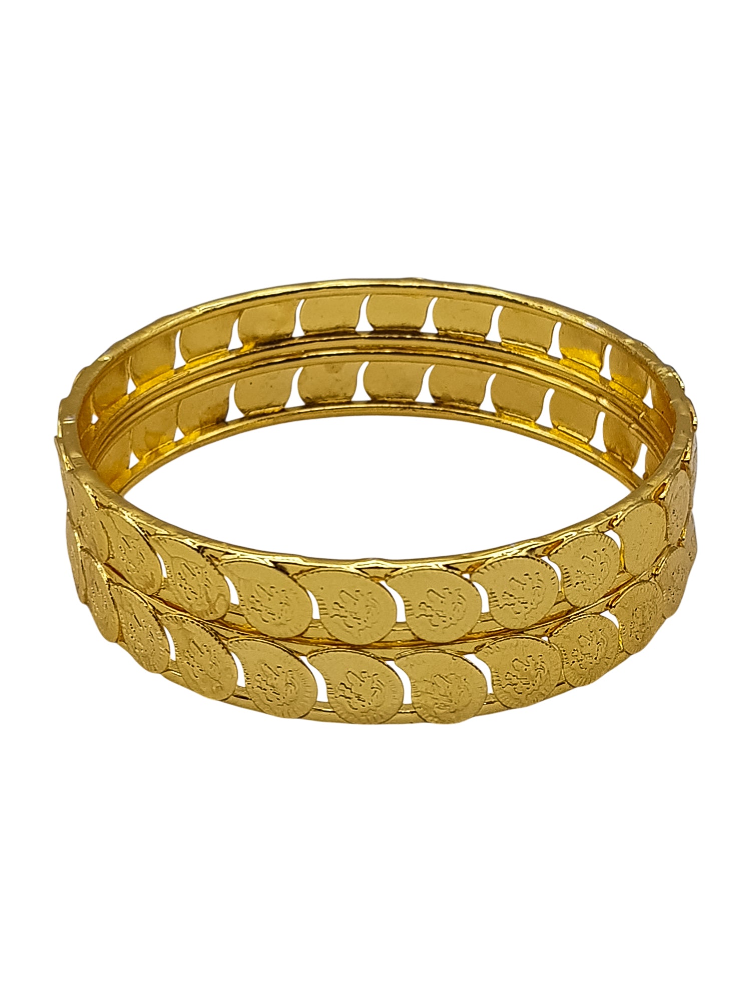 Gold Plated Plain Coin Lakshmi Set of 2 bangles