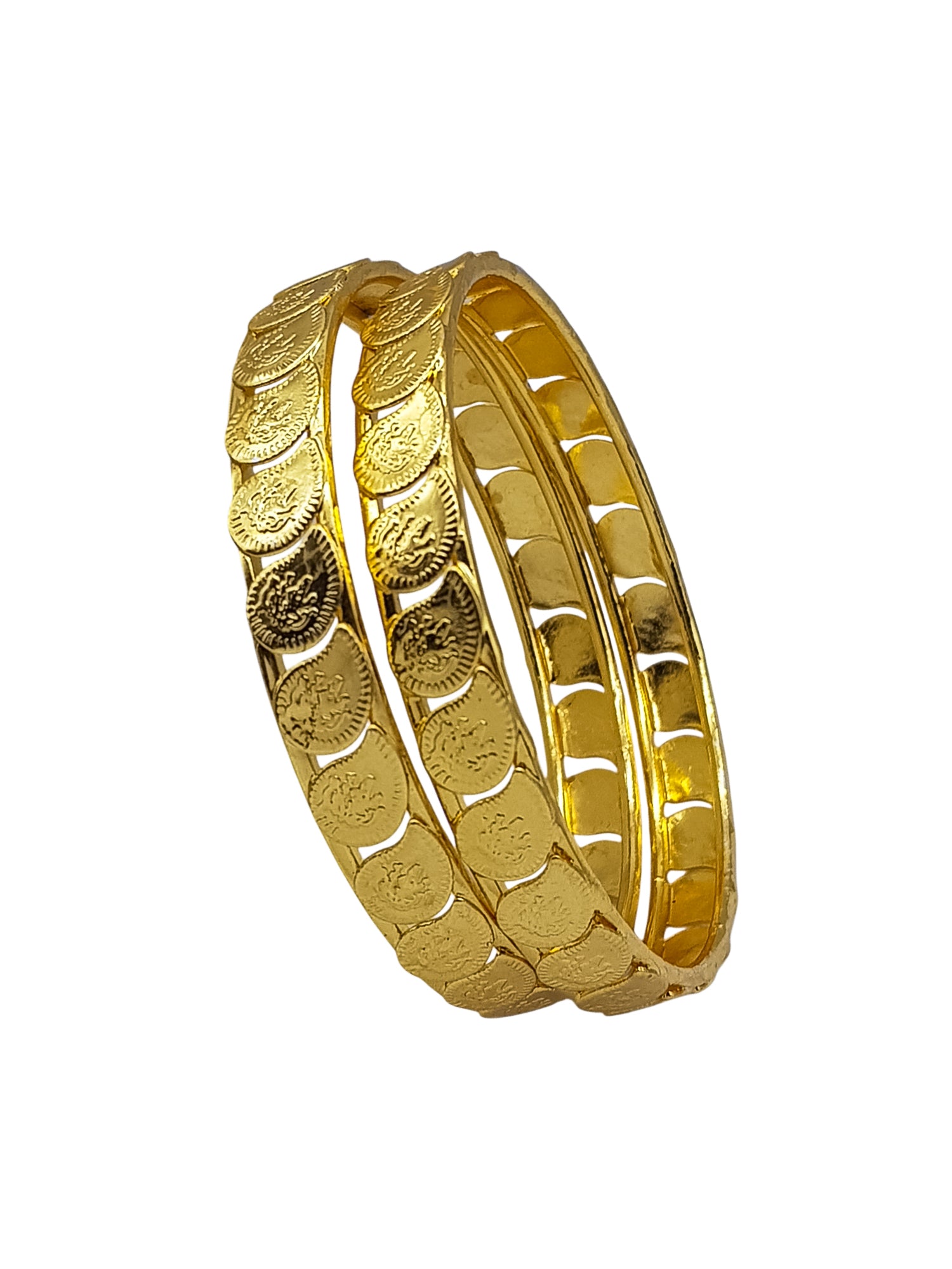Gold Plated Plain Coin Lakshmi Set of 2 bangles