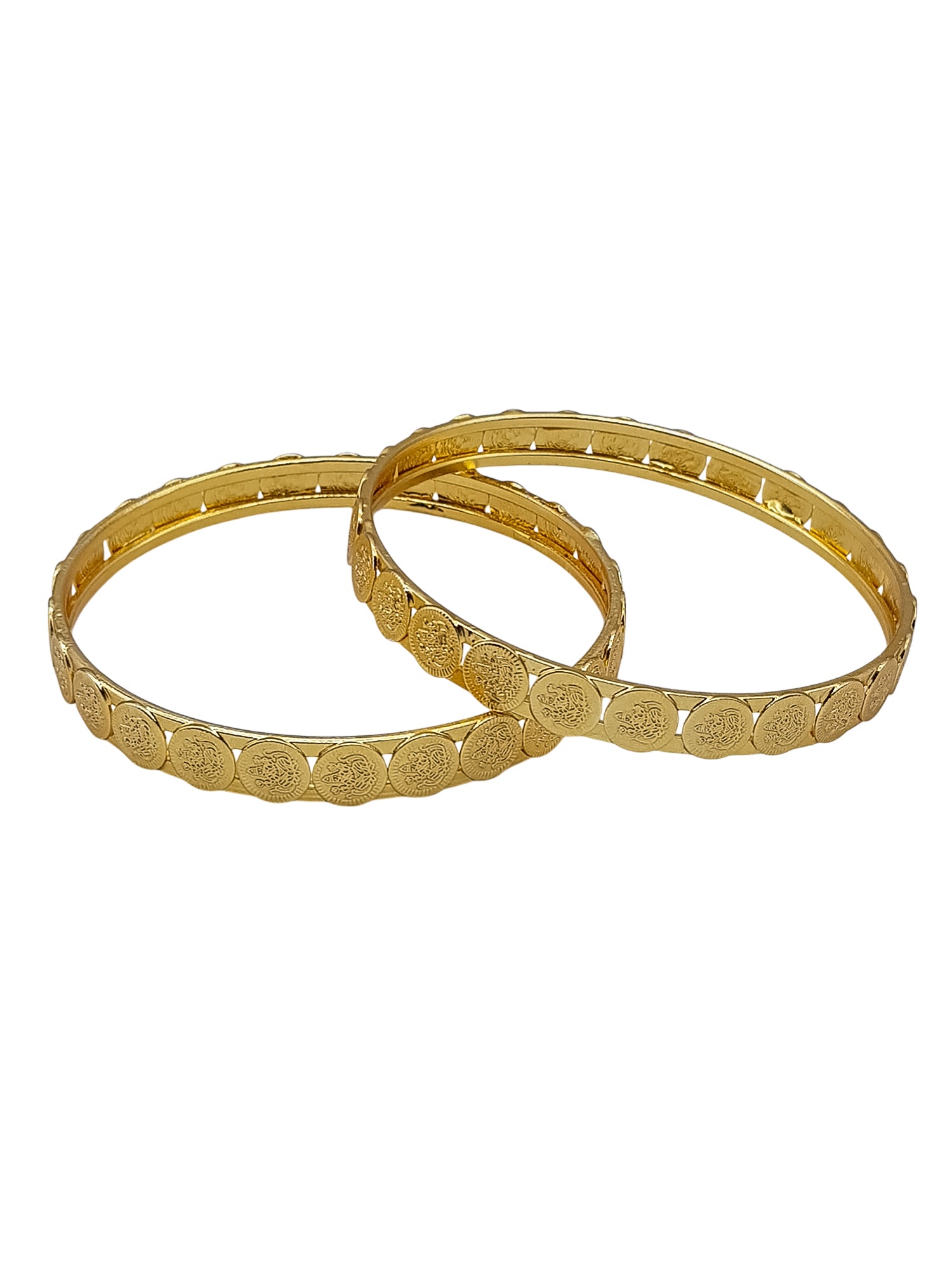 Gold Plated Plain Coin Lakshmi Set of 2 bangles