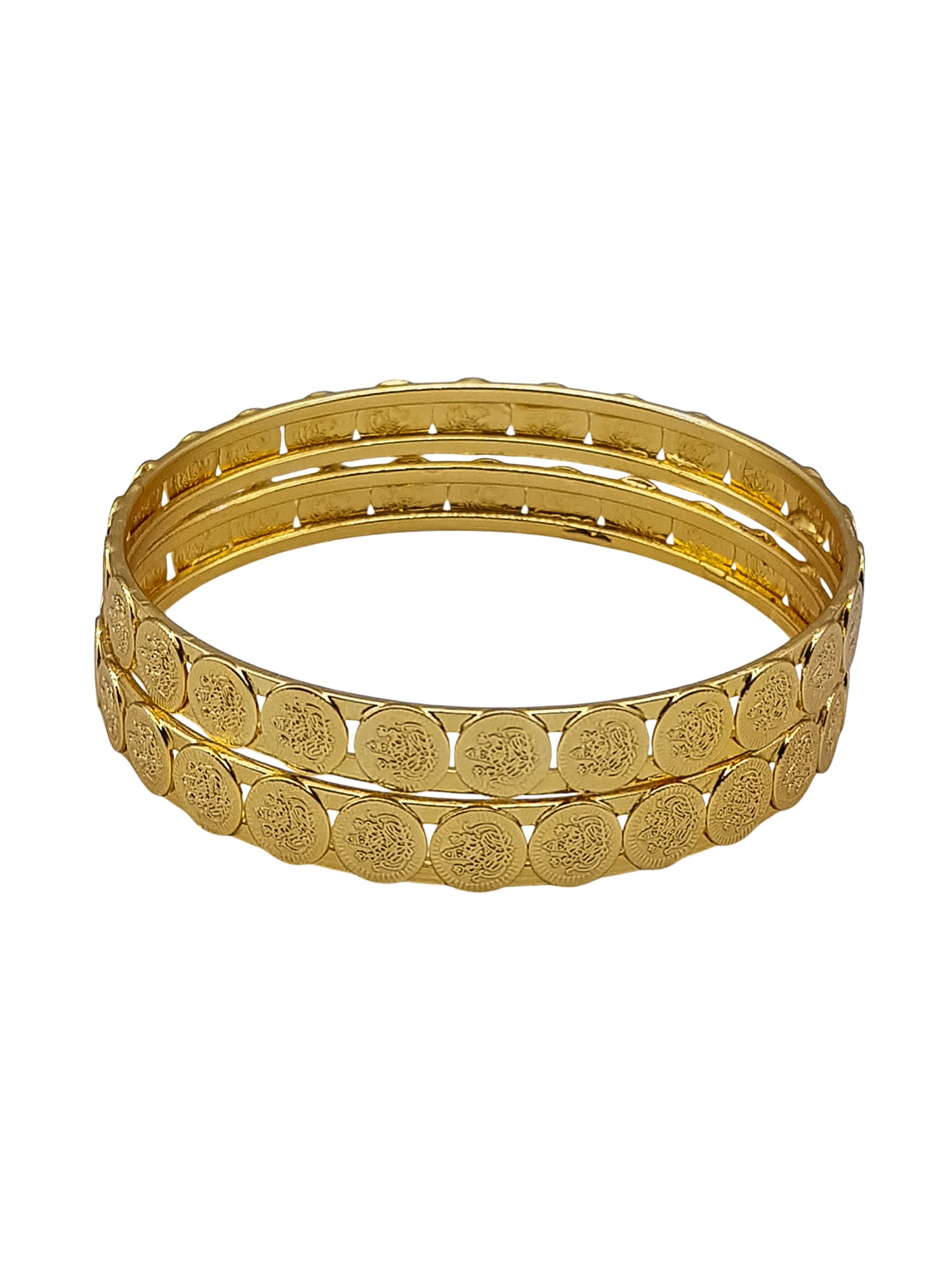 Gold Plated Plain Coin Lakshmi Set of 2 bangles