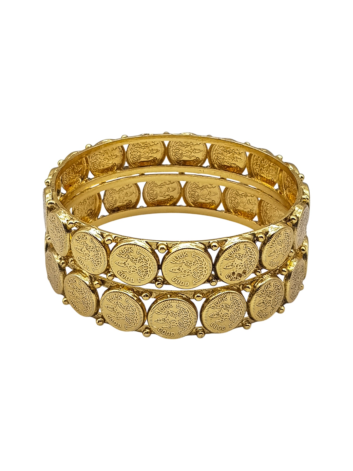 Gold Plated Plain Coin Lakshmi Set of 2 bangles