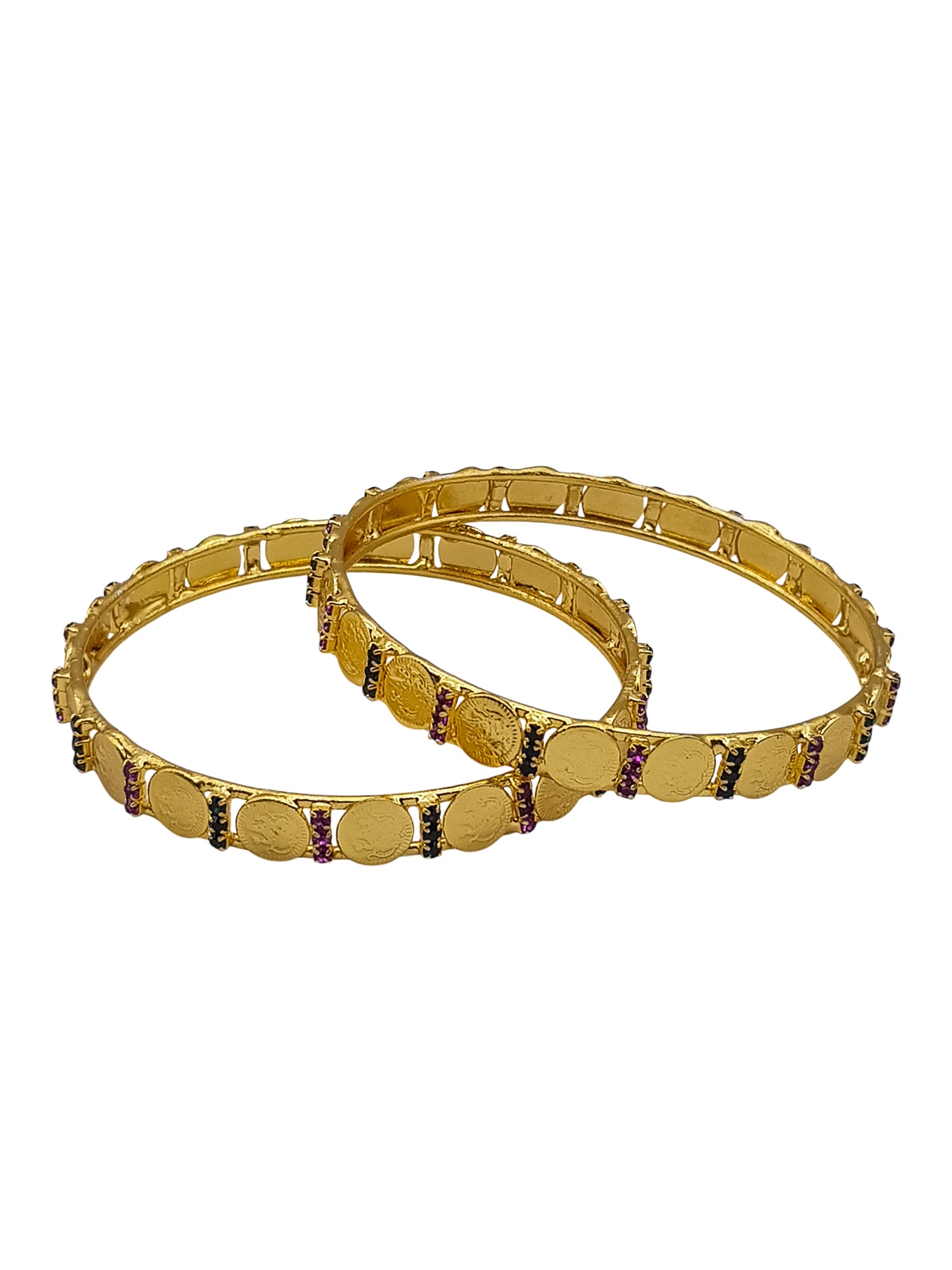 Gold Plated Plain Coin Lakshmi Set of 2 bangles