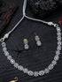 Silver Plated/White Gold Plated Premum Trendy Simple CZ Necklace set