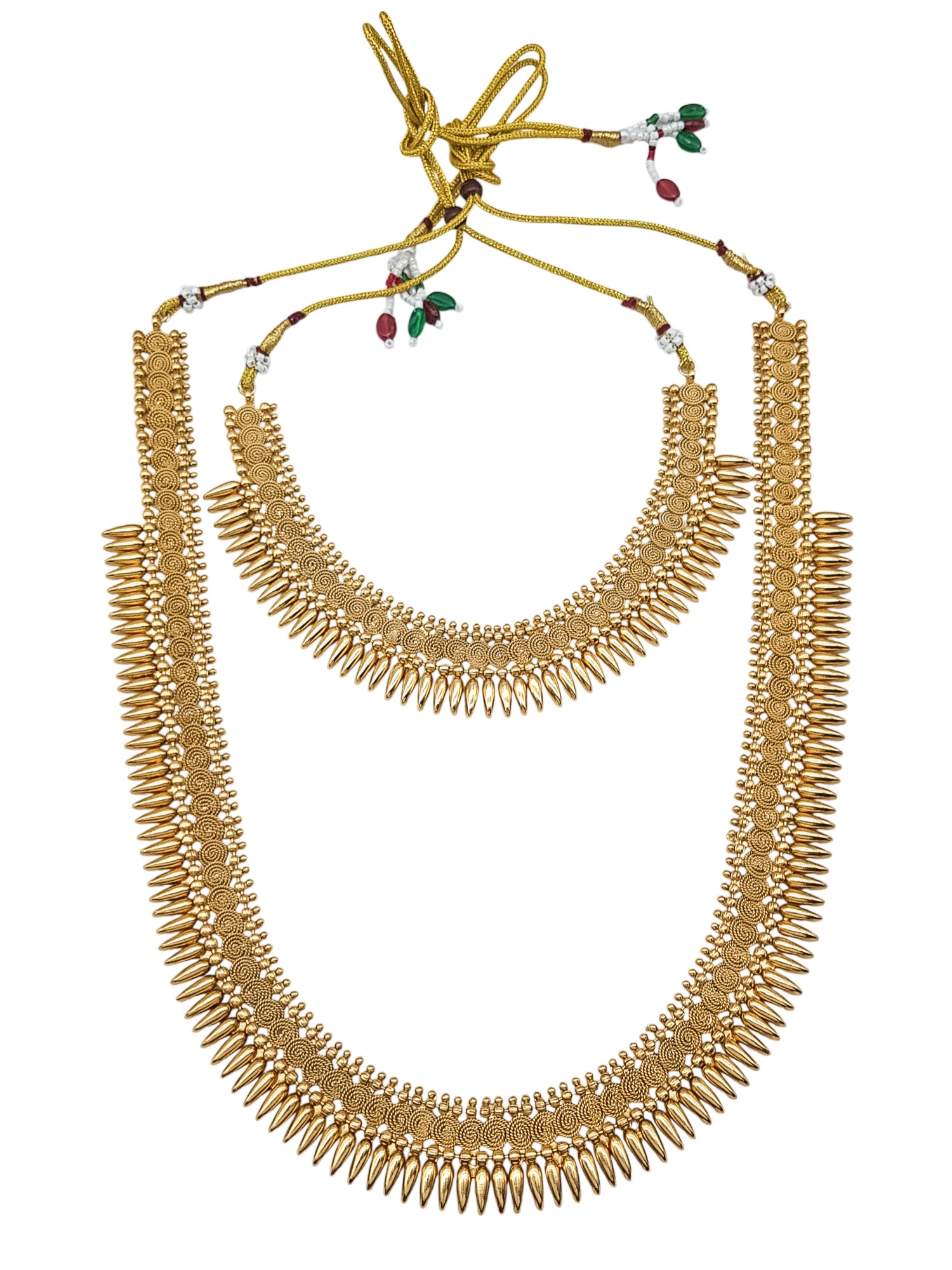 Gold Plated Classic Coorgi with Kasu Necklace Combo Set