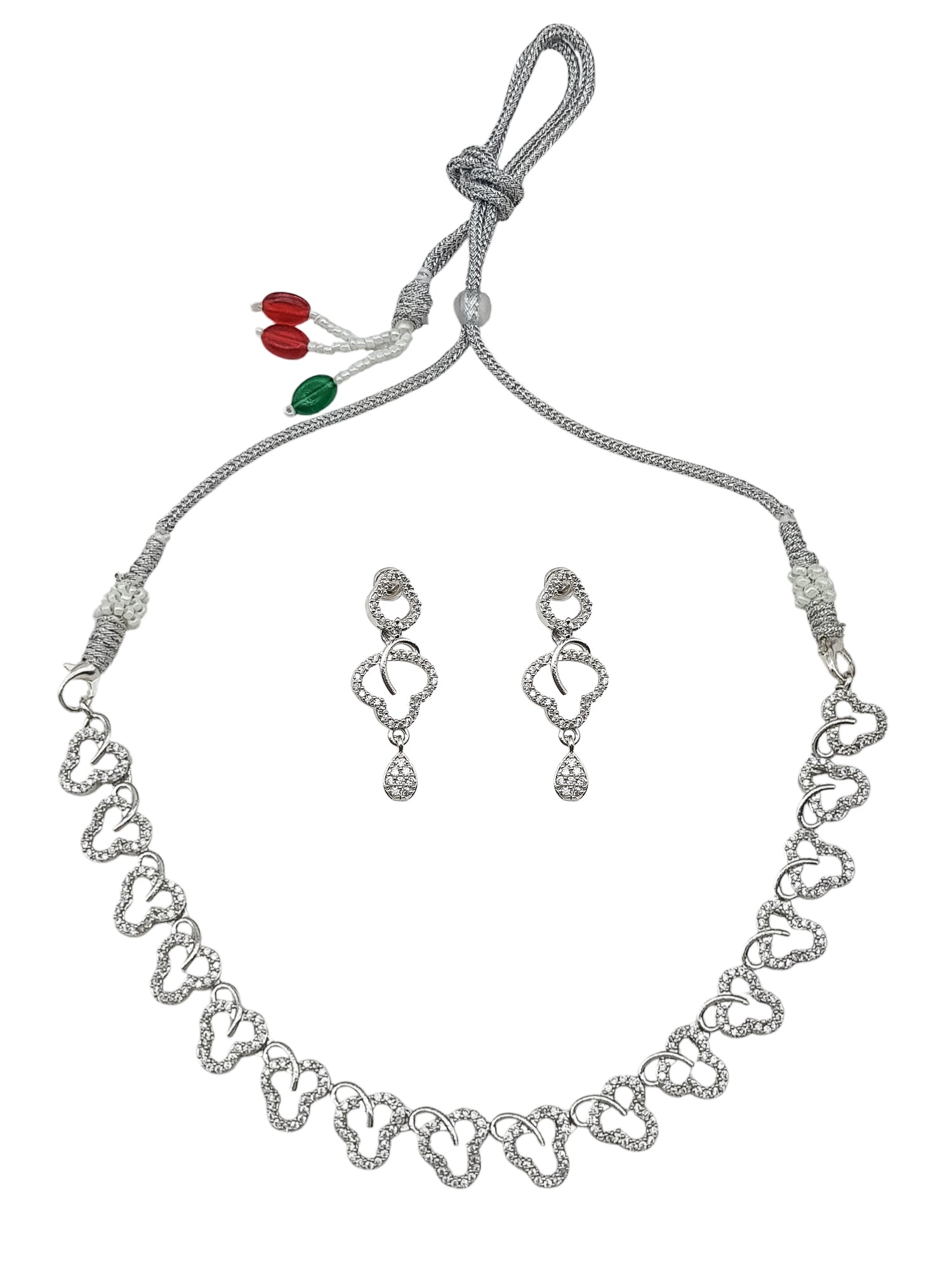 Silver plated/White Gold Plated Premum Trendy Simple CZ Necklace set