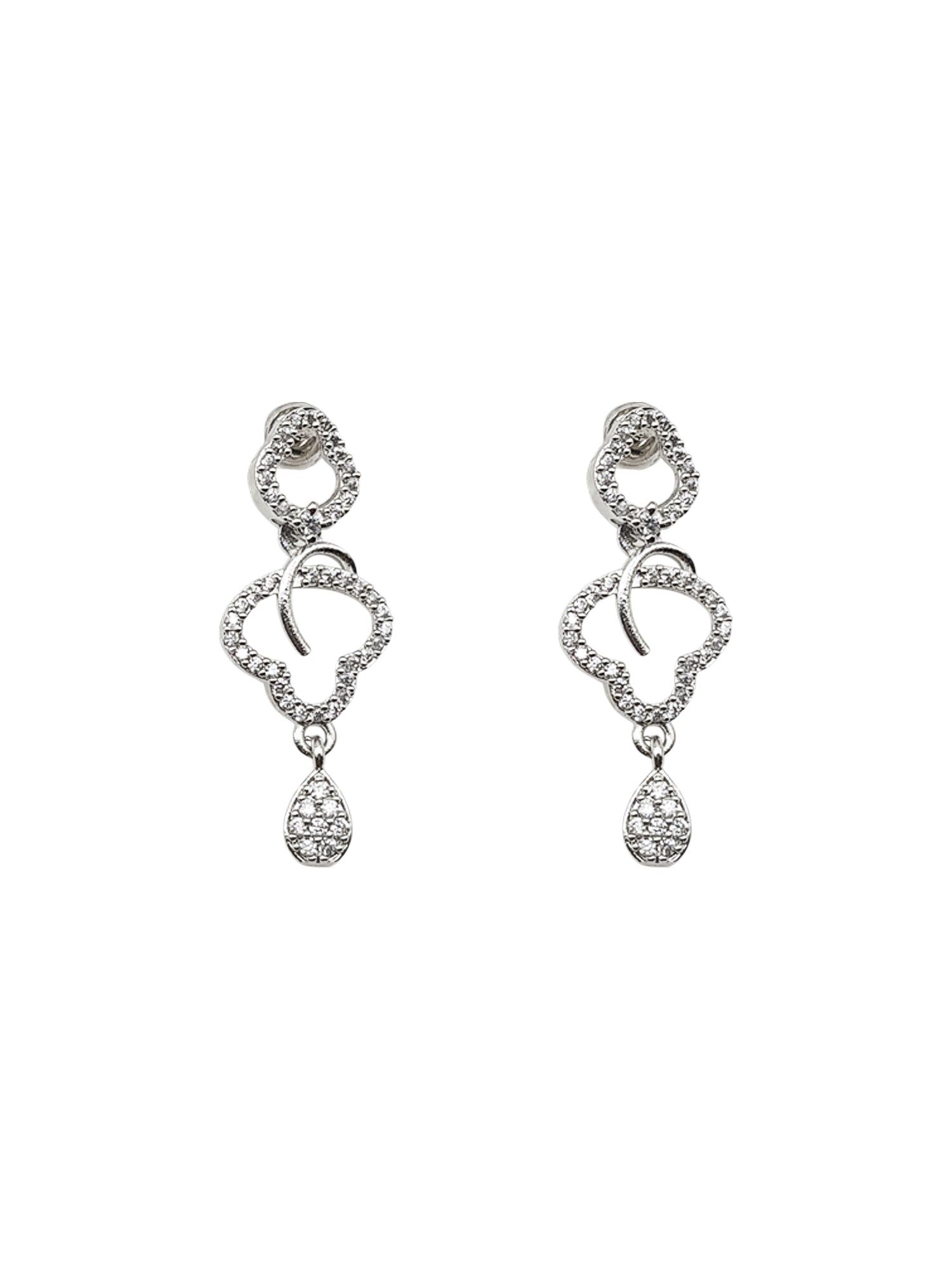 Silver plated/White Gold Plated Premum Trendy Simple CZ Necklace set