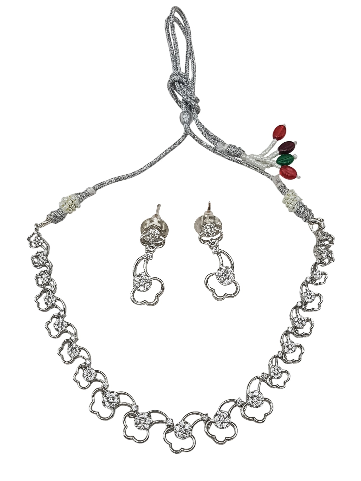 Silver Plated/White Gold Plated Star CZ Necklace Set