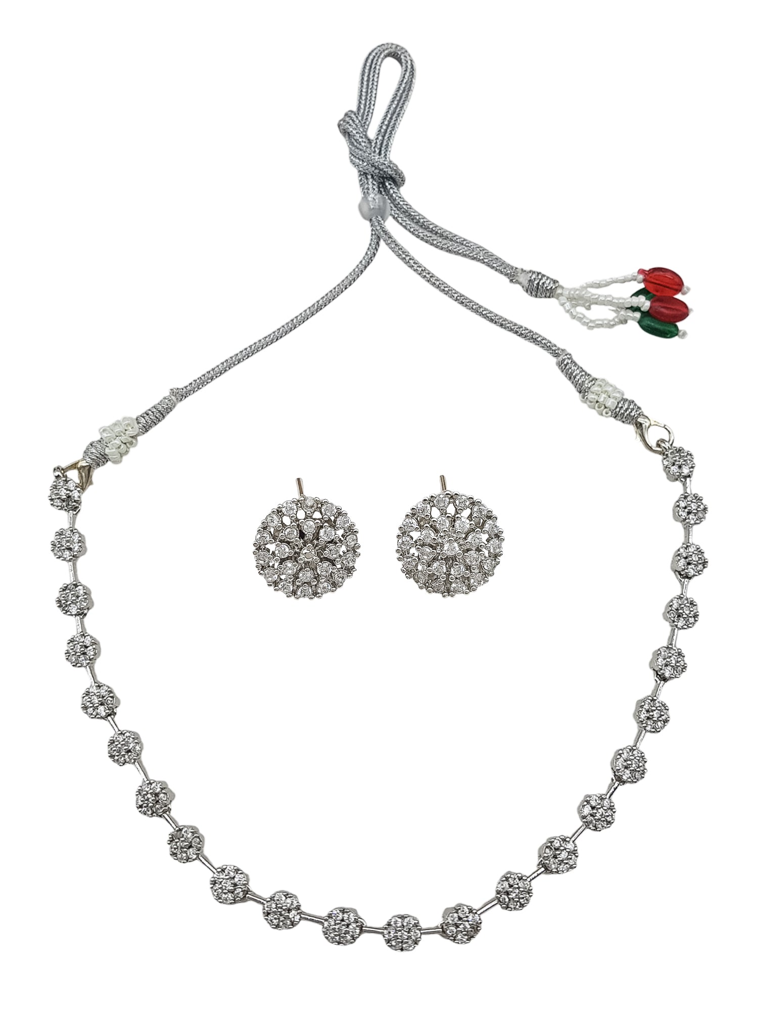 Silver plated/White Gold Plated Premum Trendy Simple CZ Necklace set