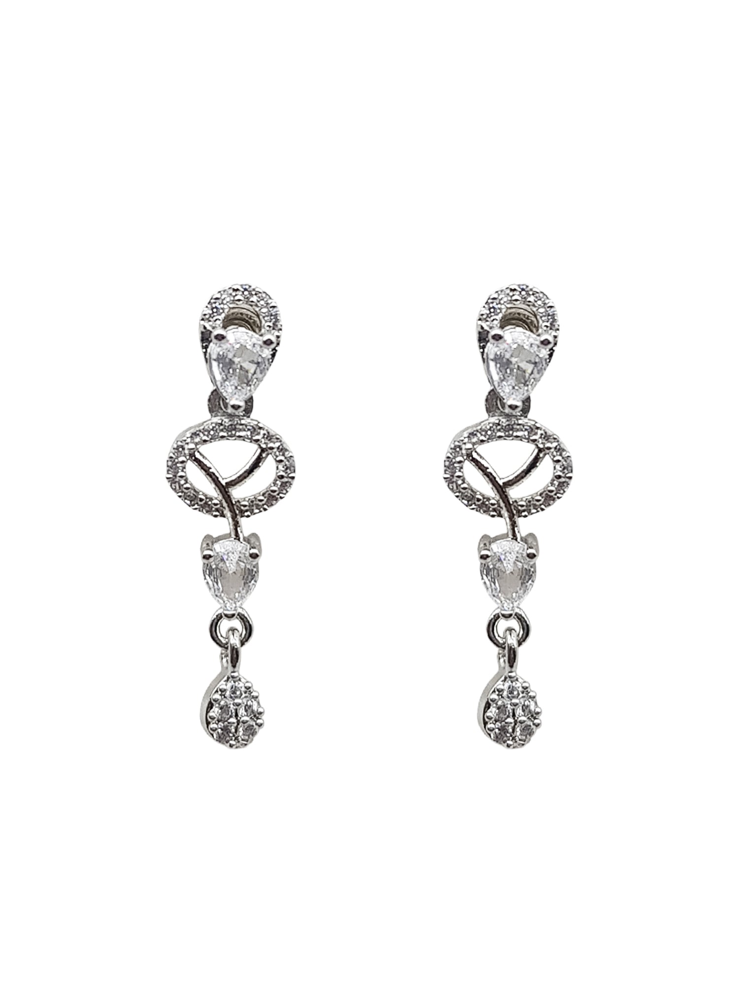 Silver plated/White Gold Plated Premum Trendy Simple CZ Necklace set