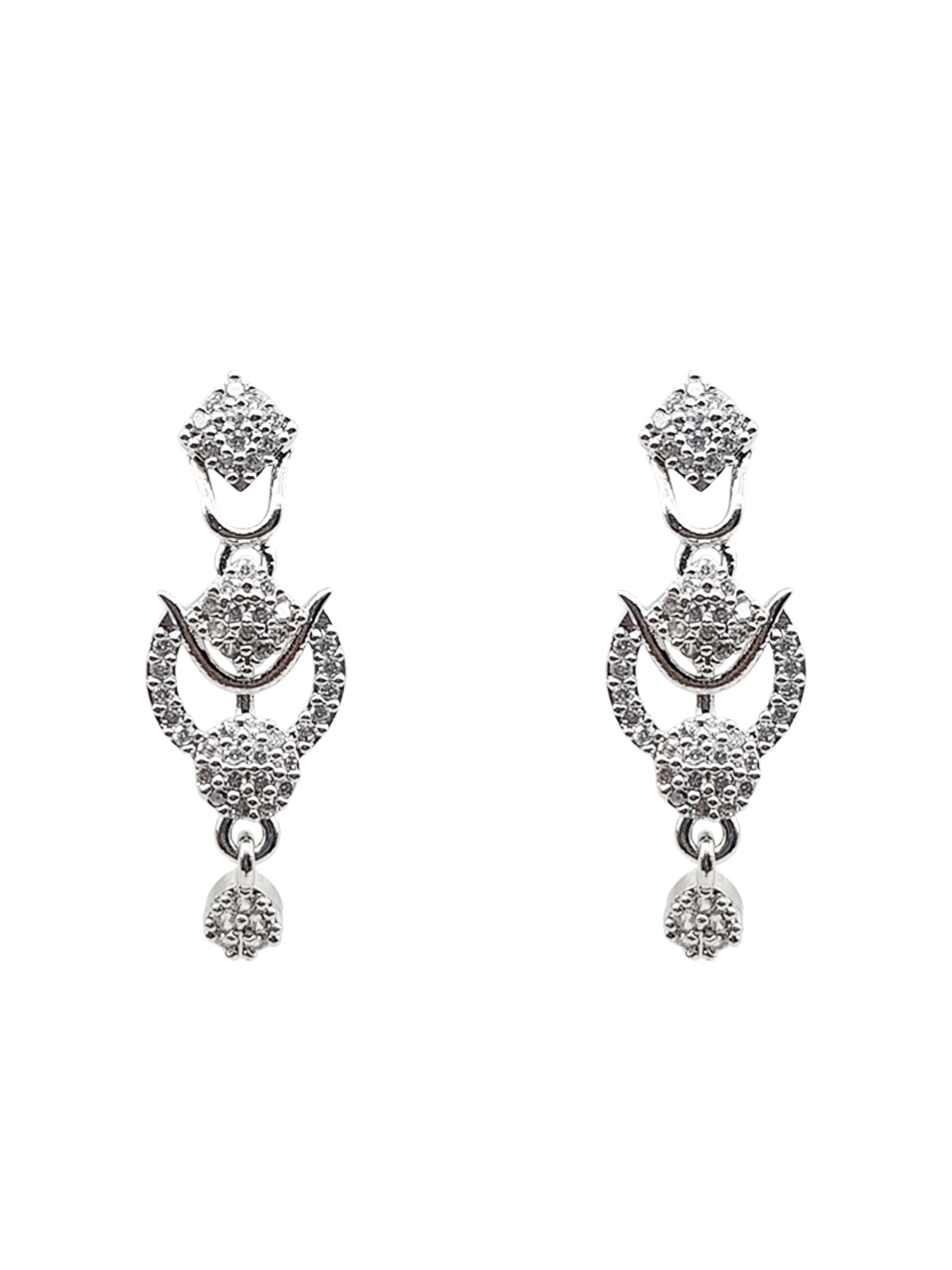 Silver Plated/White Gold Plated Premum Trendy Simple CZ Necklace set