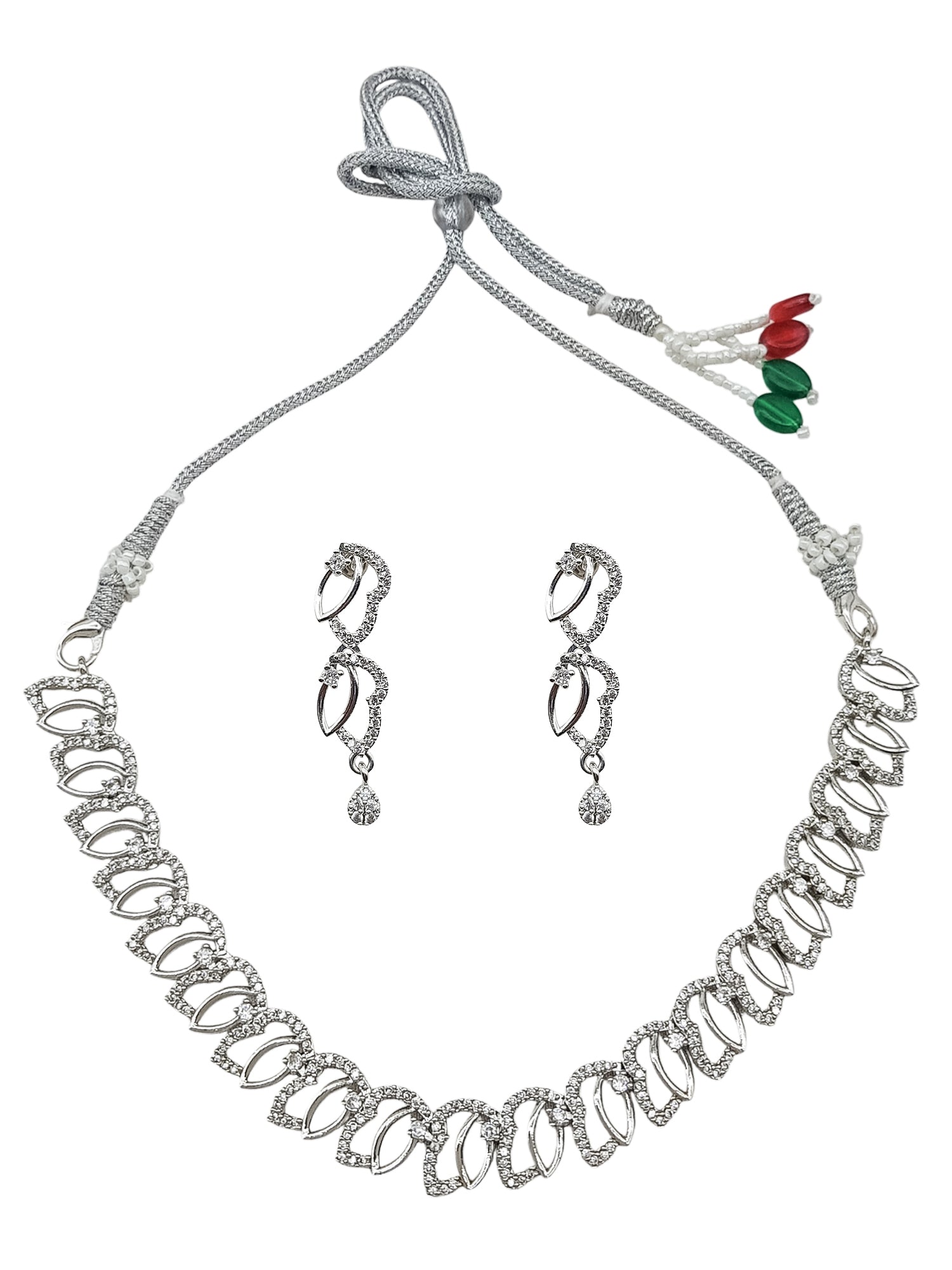 Silver plated/White Gold Plated Premum Trendy Simple CZ Necklace set