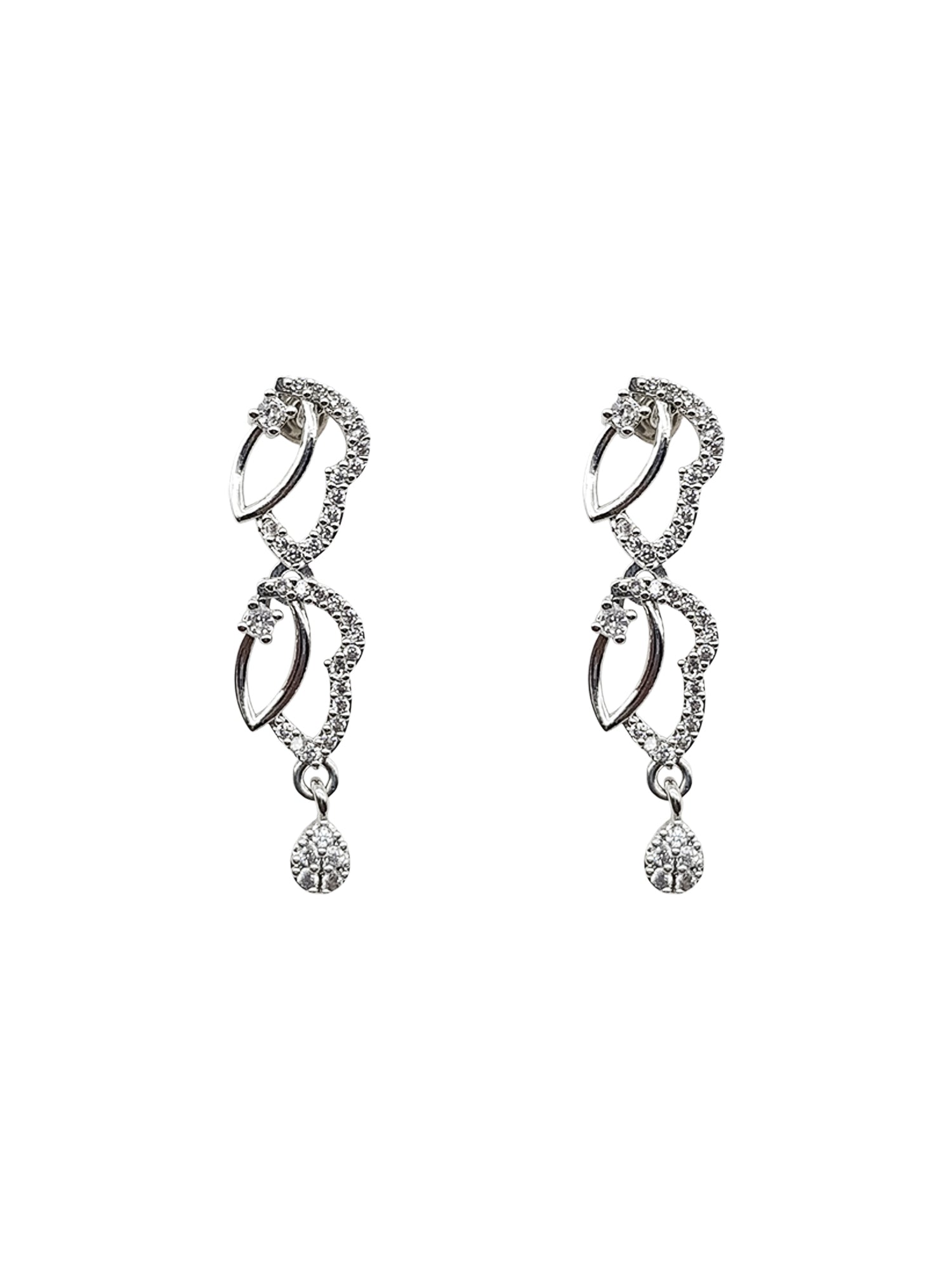 Silver plated/White Gold Plated Premum Trendy Simple CZ Necklace set