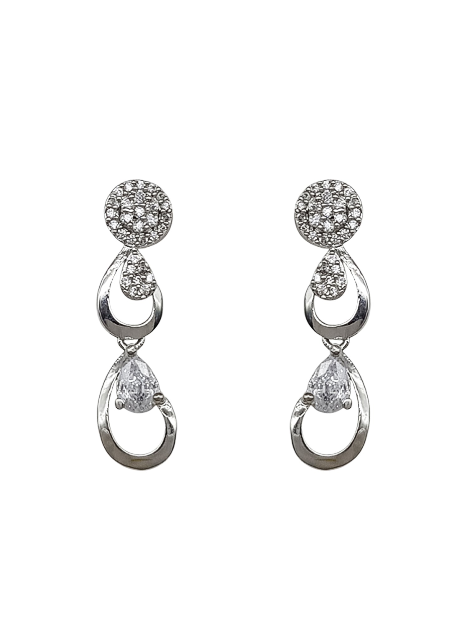 Silver plated/White Gold Plated Premum Trendy Simple CZ Necklace set