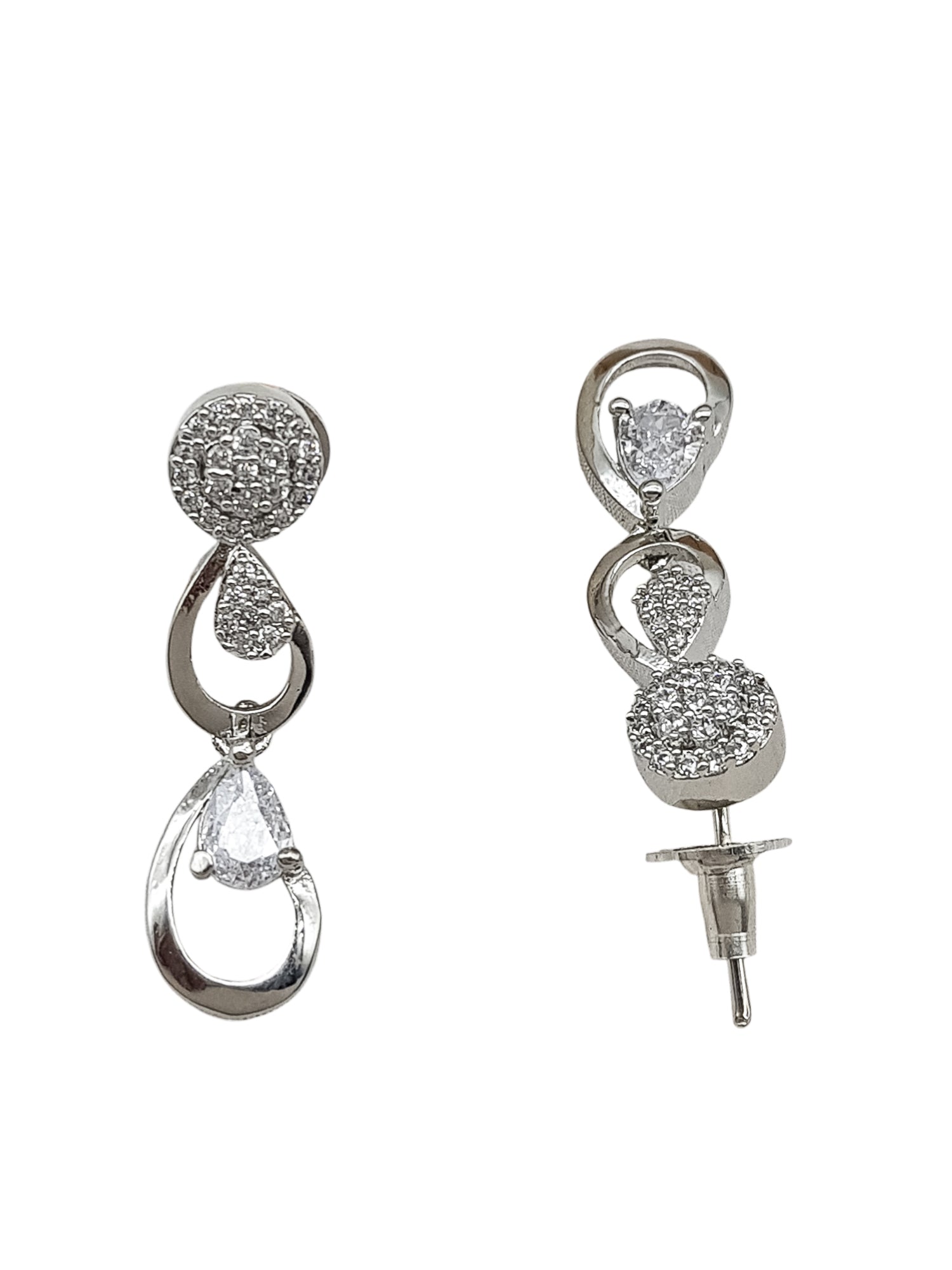 Silver plated/White Gold Plated Premum Trendy Simple CZ Necklace set