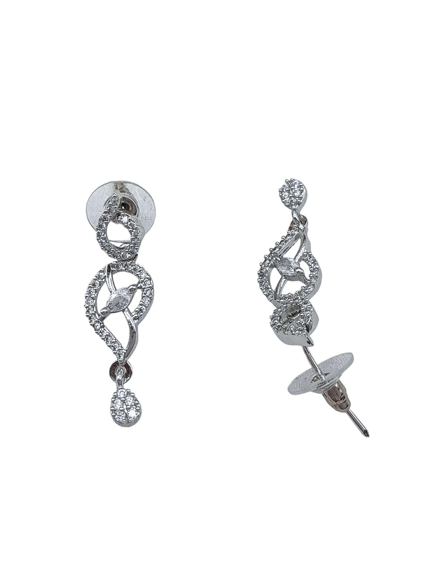 Silver plated/White Gold Plated Premum Trendy Simple CZ Necklace set