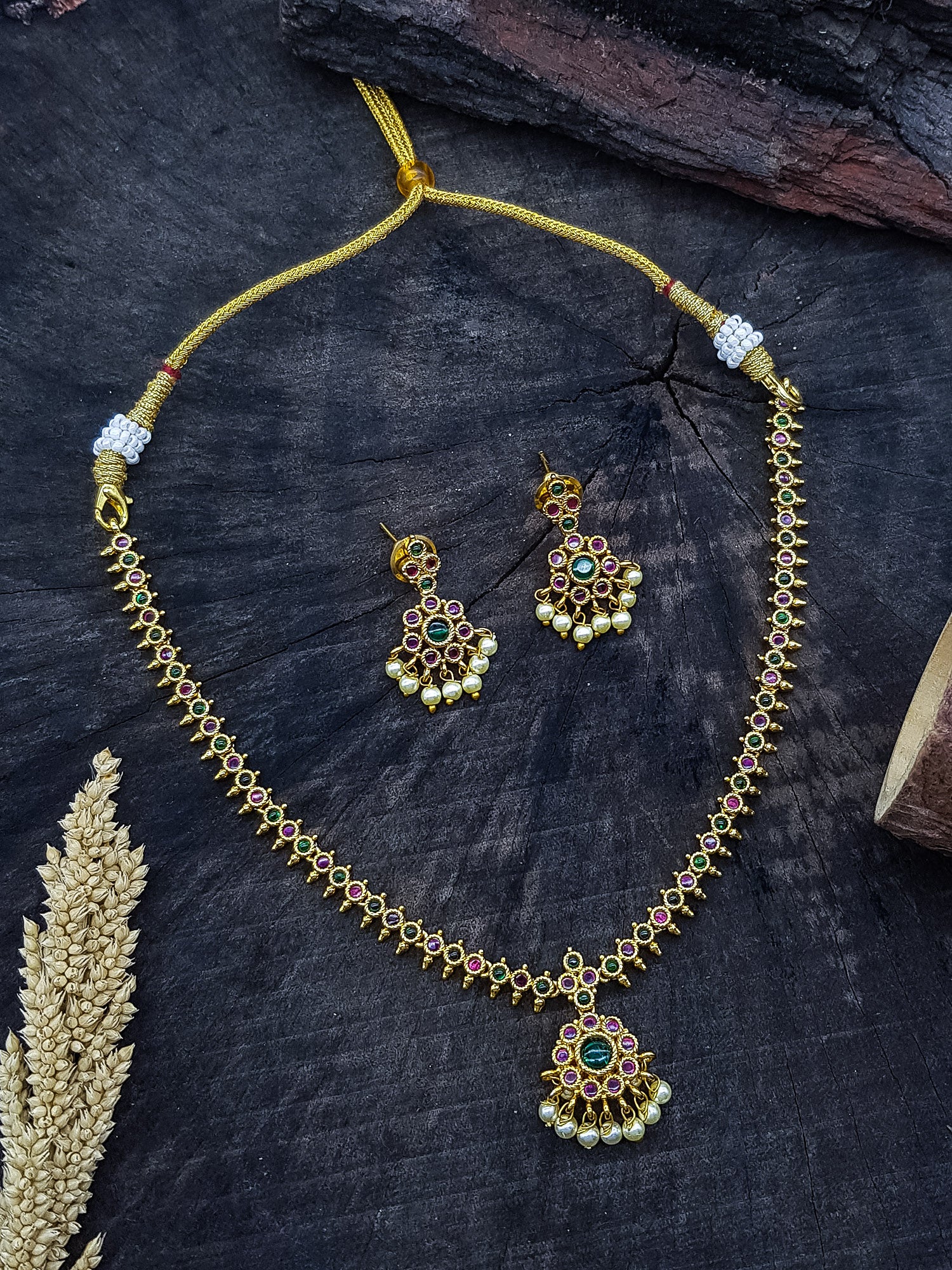Thalaivan Thalaivi Nithya menon inspired ADIGAI Gold plated Necklace Set